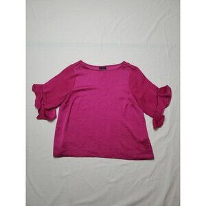 Alex Marie Womens Fuchsia Sheer 3/4 Ruffled Sleeve Bubble Hem Fairy Size M